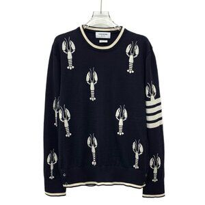 Thom Browne 2022 collection dark blue wool knit sweater